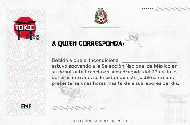 La Selección Mexicana emite "justificante" por desvelarse para ver su debut en Tokio