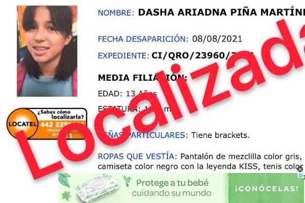 Localizan en Guerrero a menor desaparecida en Querétaro