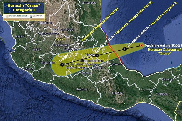 'Grace' podría arribar a Veracruz como huracán categoría 2