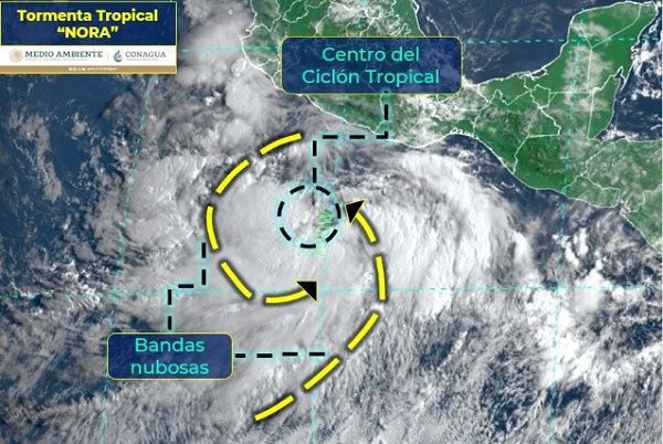 Declaran alerta para 6 municipios de Colima por tormenta tropical 'Nora'