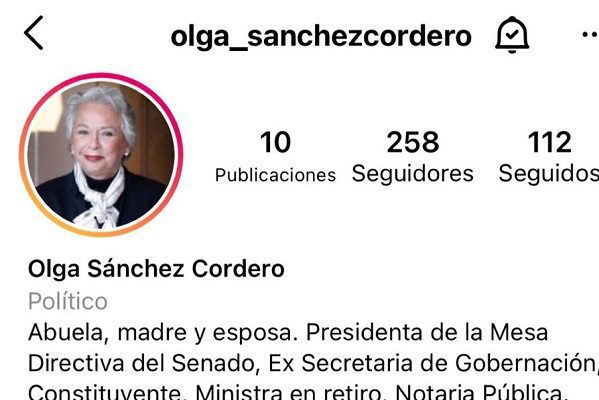 Olga Sánchez Cordero abre una cuenta en Instagram