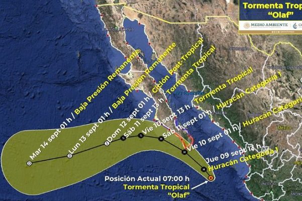 “Olaf“ se volverá huracán categoría 1 en su rumbo a BCS