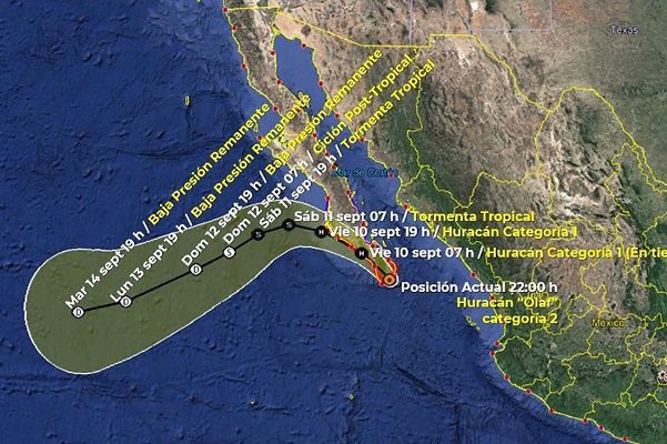 'Olaf' tocó tierra en costas de Los Cabos como huracán categoría 1