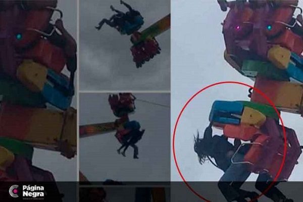 Joven casi sale disparada de juego mecánico en feria de Puebla #VIDEO