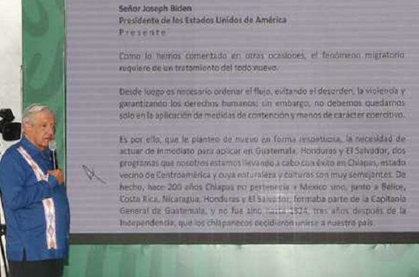 AMLO lee carta que envió a Joe Biden sobre migración