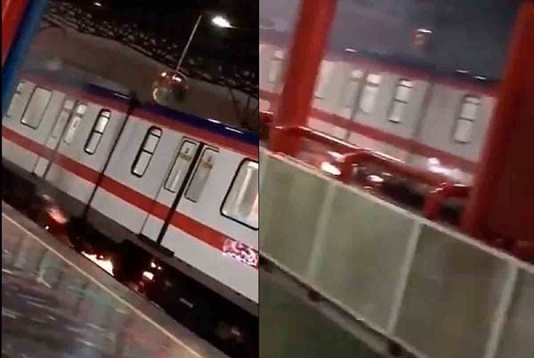 Tras caerle un rato, vagón del Metro en Monterrey se incendia #VIDEO