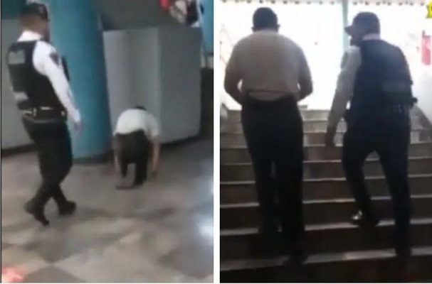Falso discapacitado que pedía dinero en Metro sale caminando la estación #VIDEO