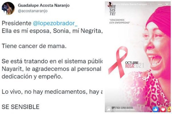 Fundador del PRD pide a AMLO medicamentos contra el cáncer para su esposa
