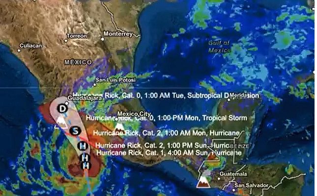 Con fuertes lluvia, 'Rick' tocará tierra este domingo Guerrero y Michoacán