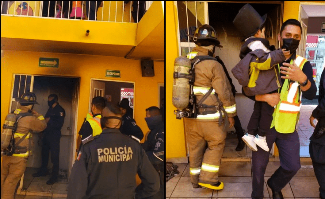 Veladora en altar de muertos ocasiona incendio en guardería de Saltillo
