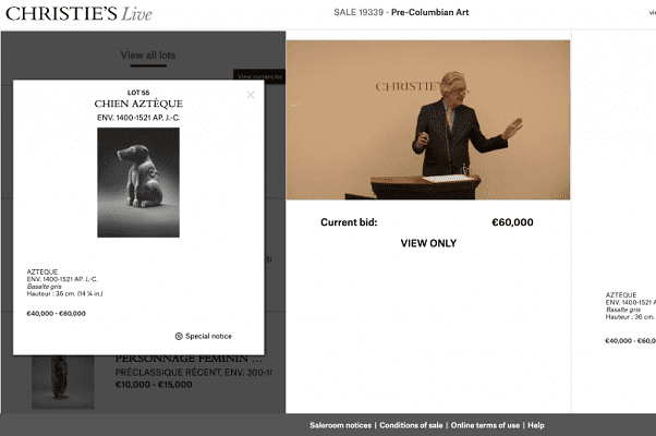 Pese a exhorto de México, subastan 72 piezas arqueológicas en París