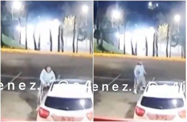 Hombre en muletas roba espejos de camioneta, en Naucalpan #VIDEO