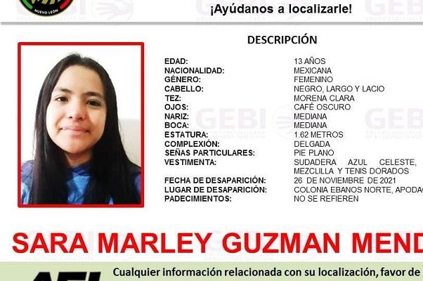 Localizan sana y salva a Sara Marley, desaparecida en NL