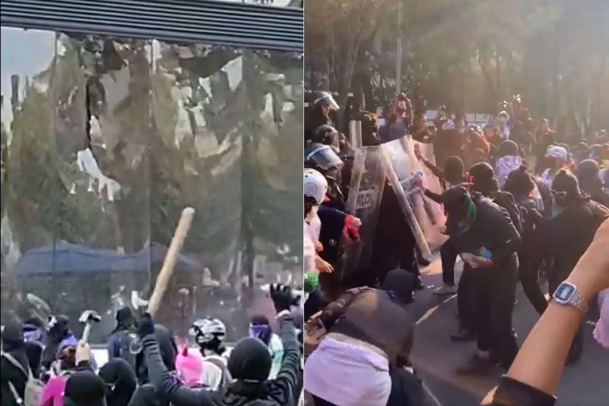 Enfrentamientos en marcha contra violencia a la mujer