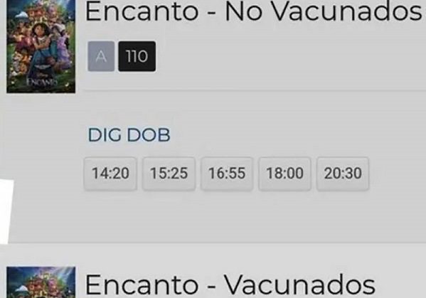 Cines de Perú dividen funciones en “vacunados” y “no vacunados”