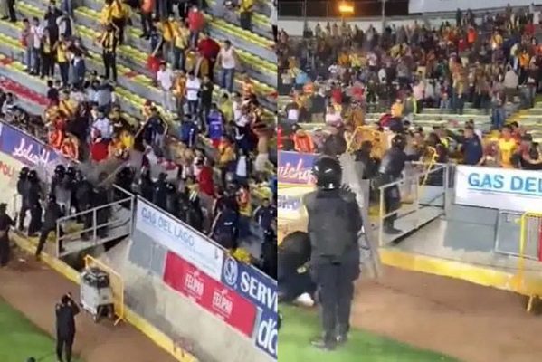 Suspensión por grito homofóbico provocó pelea de aficionados de Atlético Morelia con policías #VIDEOS