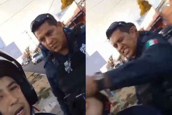 Policía de Tlaxcala golpea a motociclista durante detención vial #VIDEO