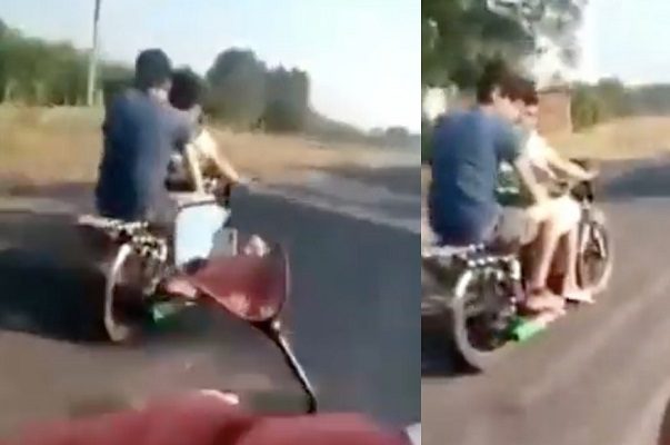 Joven motociclista se estrella contra camión por ir echando carreritas #VIDEO