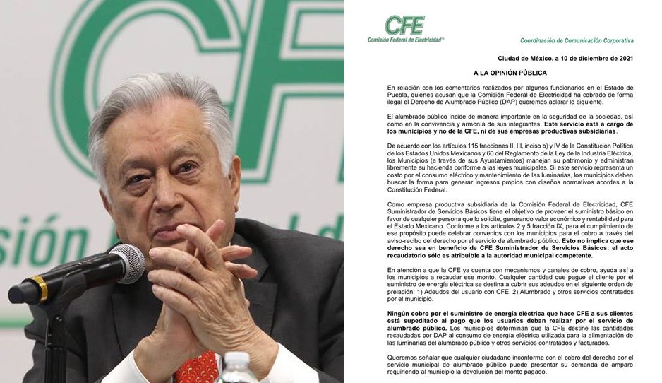 CFE niega cobro ilegal del DAP en Puebla