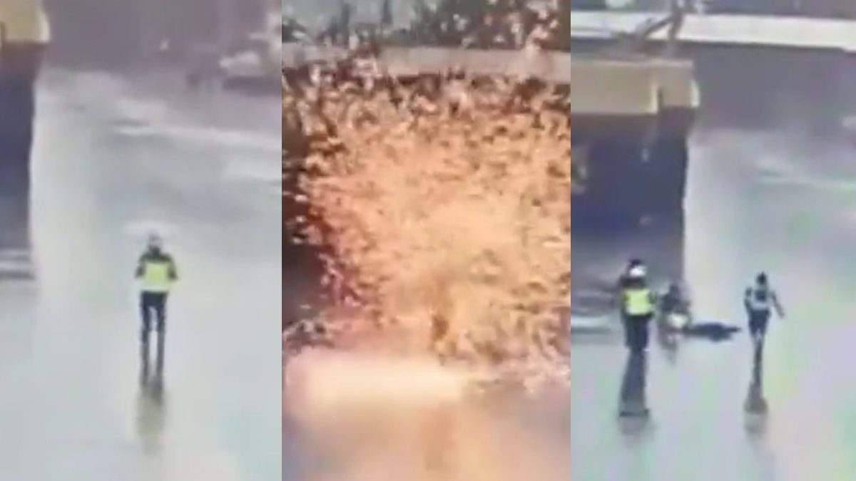 Guardia de seguridad sobrevive a impacto de rayo con paraguas en mano #VIDEO