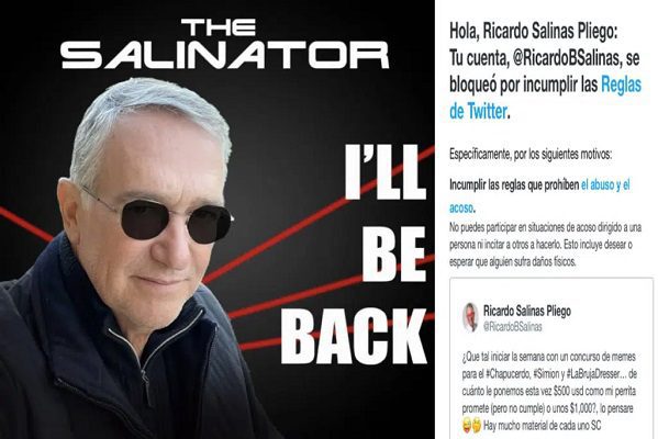 Twitter suspendió la cuenta de Salinas Pliego por acoso