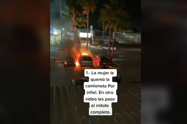 Mujer quema camioneta de su ex al descubrir que salía con 3 a la vez #VIDEO