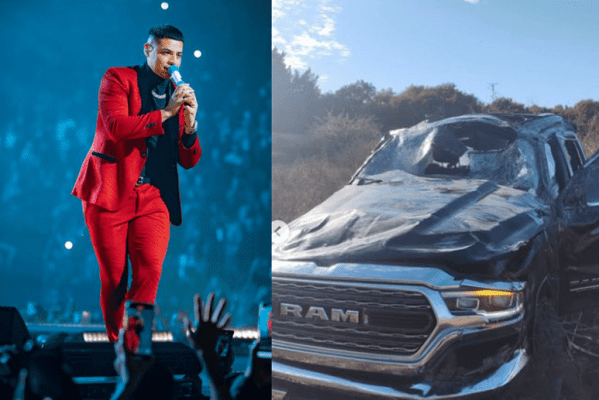 Se vuelca la camioneta de Eduin Caz, vocalista de Grupo Firme