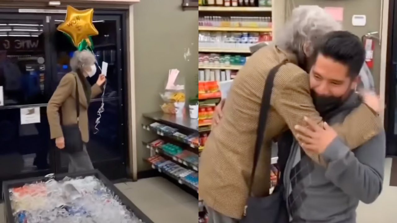 Abuelita gana la lotería y comparte el premio con el cajero