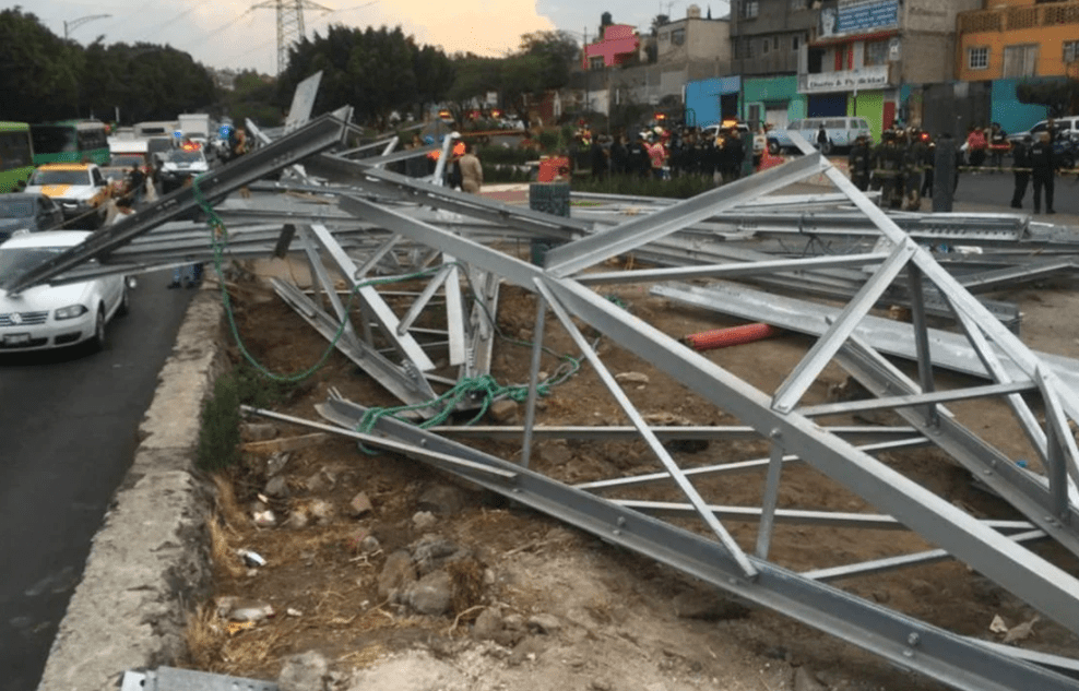 Colapso de torre eléctrica en eje 6 y Ermita deja un lesionado