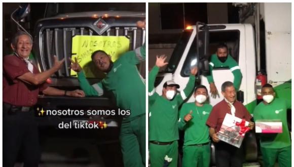 Recolectores de basura sorprenden a abuelito que les dio regalos