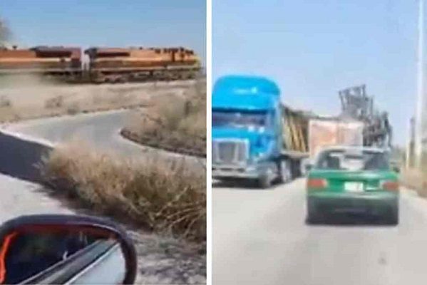 Tráiler intenta ganar el paso a tren, pero es embestido, en NL #VIDEO