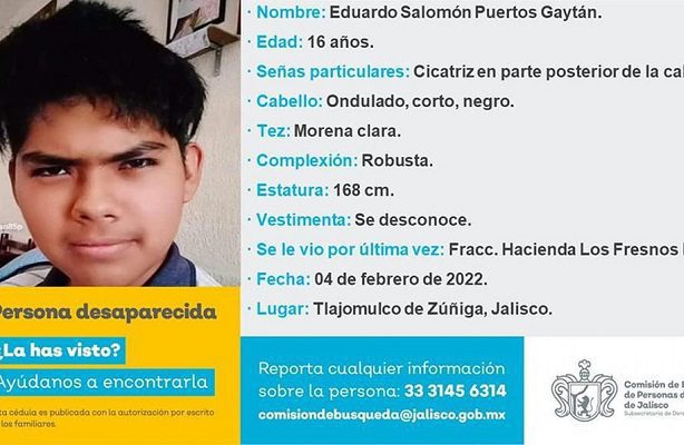 Localizan sin vida a joven de 16 años levantado de su casa en Tlajomulco