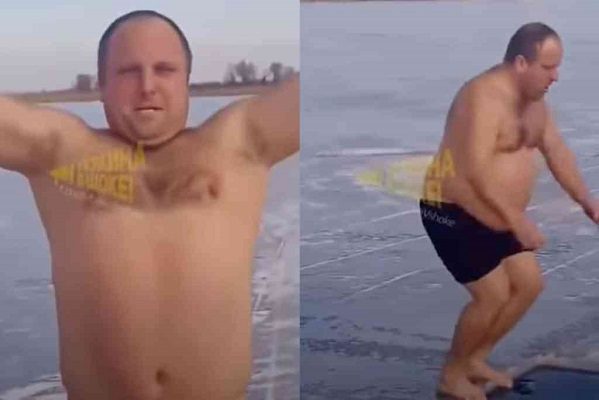 Mujer graba muerte de su esposo en río congelado #VIDEO