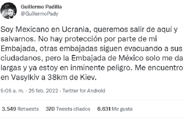 Mexicano en Ucrania denuncia falta de apoyo para salir del país