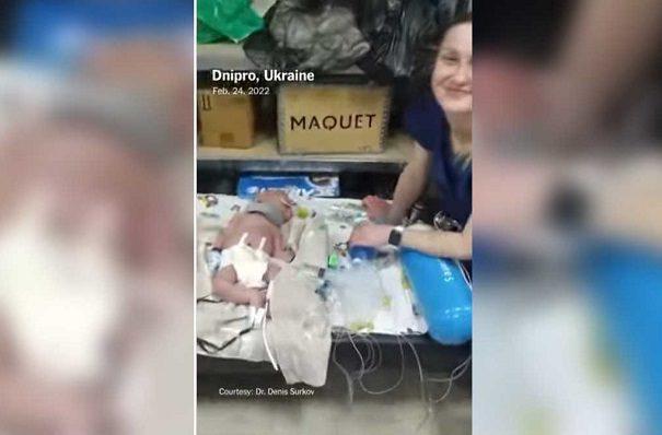 Recién nacidos son llevados a un refugio antibombas durante invasión rusa #VIDEO