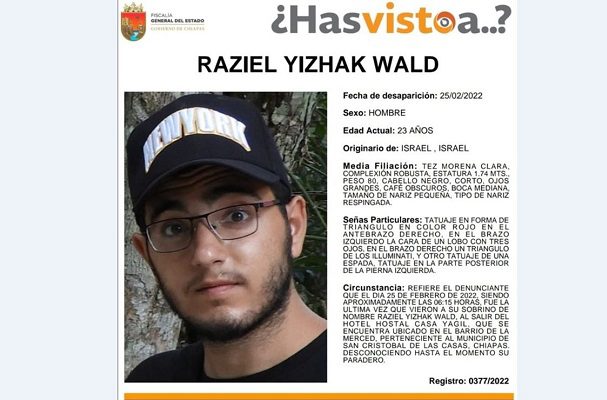 Buscan a turista israelí desaparecido en San Cristóbal de las Casas, Chiapas