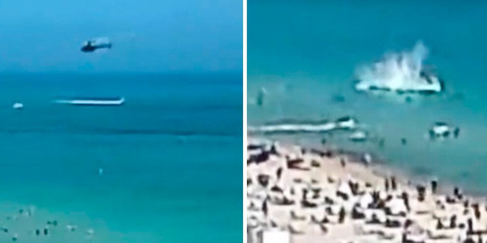 Helicóptero se desploma en una playa de Florida