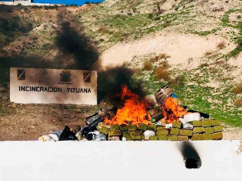 Incineración de más de siete toneladas de droga en Tijuana
