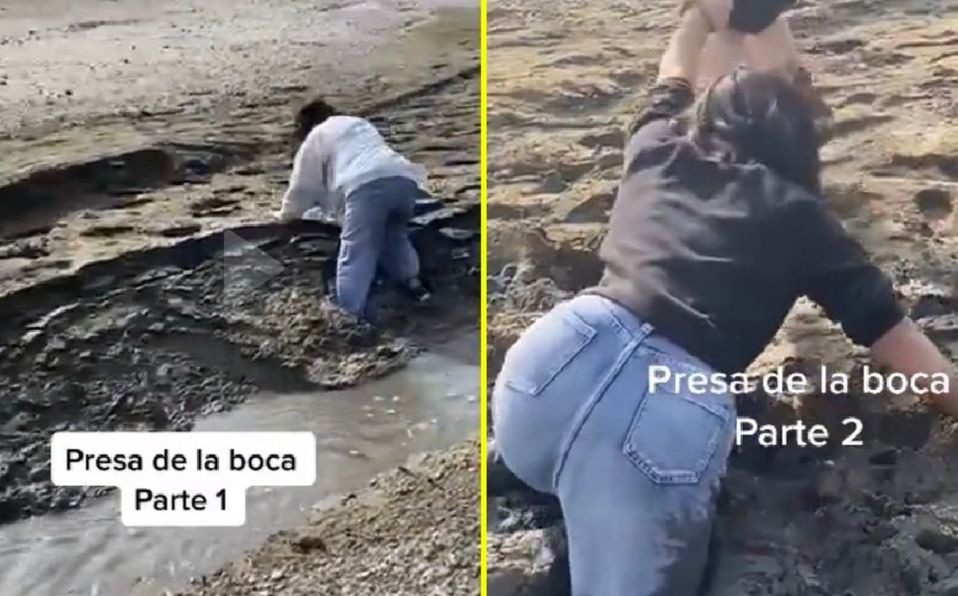 Mujer cae a “arena movediza” en presa La Boca