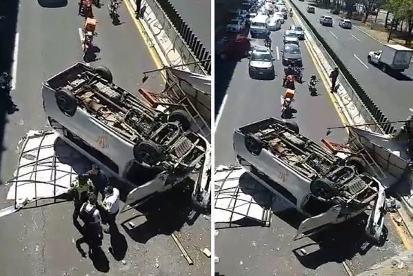 Al menos seis heridos tras volcadura de combi en Tlalnepantla #VIDEO