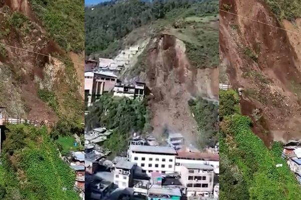 Entre 60 y 80 casas sepultadas tras derrumbe de montaña en Perú #VIDEO