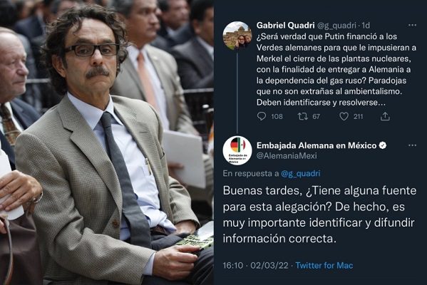 "¿Tiene alguna fuente? responde Embajada de Alemania a Gabriel Quadri