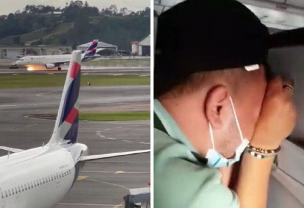 Pasajeros gritan aterrados ante incendio en avión al realizar aterrizaje de emergencia #VIDEOS