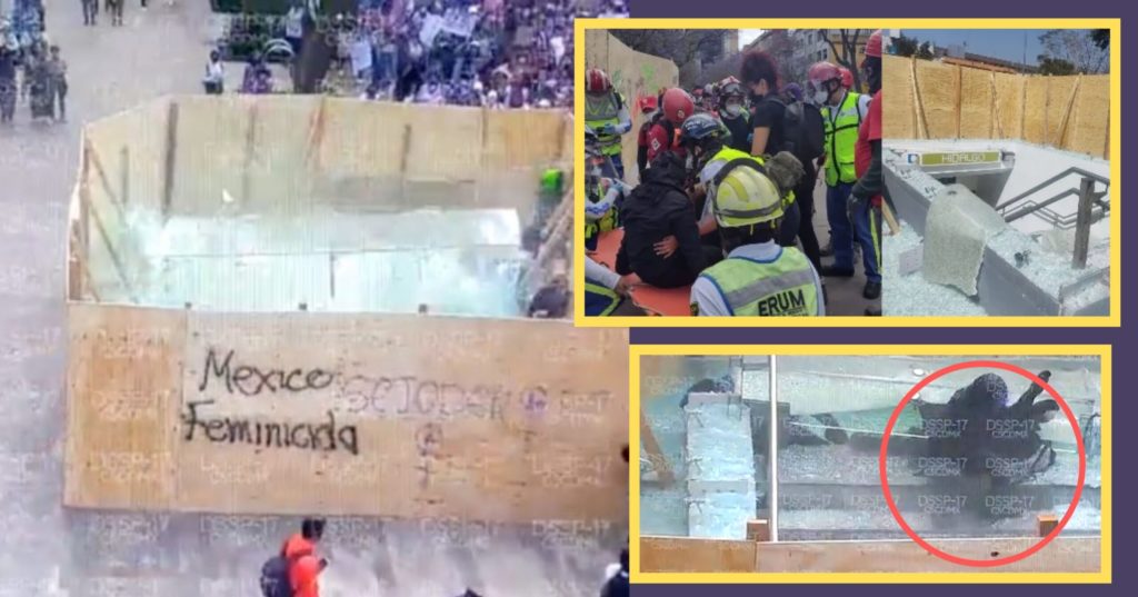 Encapuchadas destruyen la estructura del Metro Hidalgo