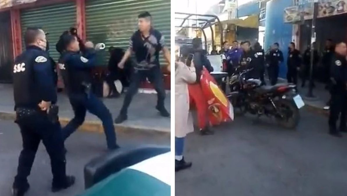 Riña de policías y jóvenes en Iztapalapa