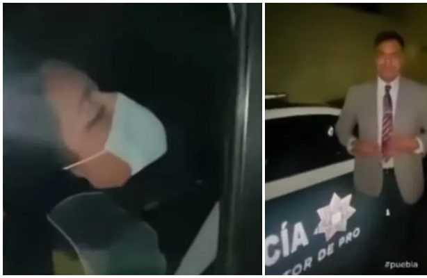 Exhiben policías de Puebla durmiendo en patrulla #VIDEO