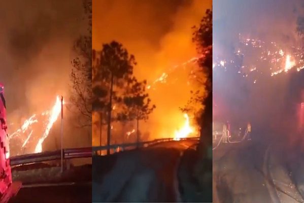 Se reaviva incendio forestal en Santiago, Nuevo León #VIDEOS