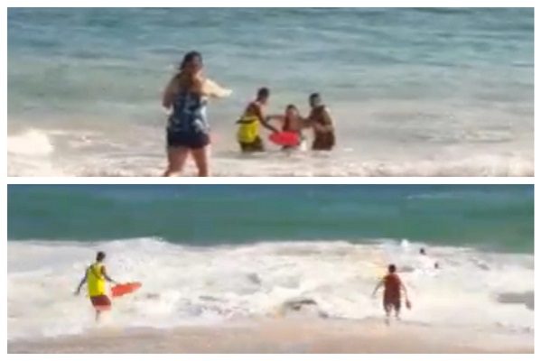 Rescatan a cinco personas de CDMX arrastrados por alto oleaje en Acapulco #VIDEO