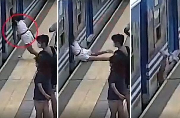 Mujer se desmaya y cae bajo tren en movimiento, en Argentina #VIDEO