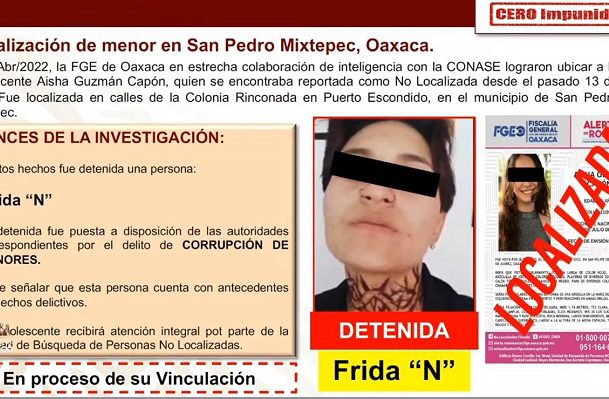 Una mujer fue detenida durante operativo para localizar a Aisha Guzmán, reporta SSPC